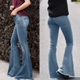 thumbnail image 2 of outfmvch jeans for women flare mid waisted denim jeans pocket stretch slim tassel jeans pants for women cargo pants, 2 of 8