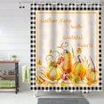 thumbnail image 2 of Fall Shower Curtain Harvest Fruits Shower Curtains for Bathroom Pumpkin Fallen Leaves Black Plaid Bath Curtains Sets for Autumn Thanksgiving Seasonal Bathroom Decor Fabric Waterproof 72 x 72 in, 2 of 6