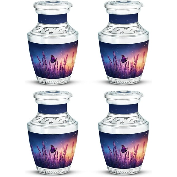 Sunset Butterfly Urn, Mini Keepsake Urns for Human Ashes, Funeral Small Urn for Ashes Adult Female, Burial Cremation Urns for Women, (Size, 3 Inch, 4 Pcs)