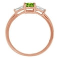 thumbnail image 2 of 0.8 ct Emerald Cut Natural Peridot 3 Stone 14K Rose Gold Womens Engagement Ring, 2 of 6