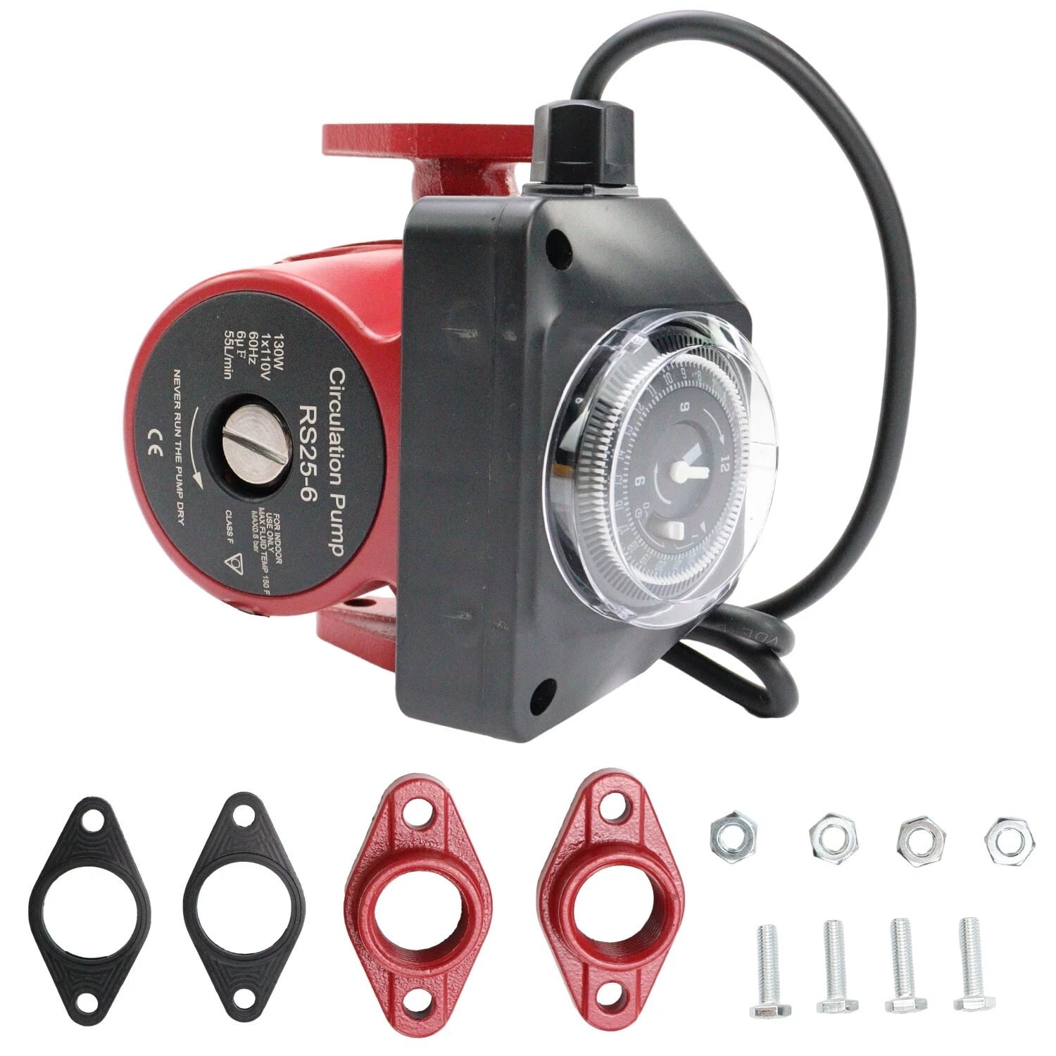 iMeshbean 110V Circulation Pump w/ Timer 130W 12.86 GPM Hot Water Recirculating Pump for Boiler