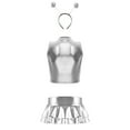 thumbnail image 5 of Sxiwei Womens 3 Piece Shiny Metallic Astronaut Cosplay Costume Latex Crop Top Skirts with Headband Silver M, 5 of 6