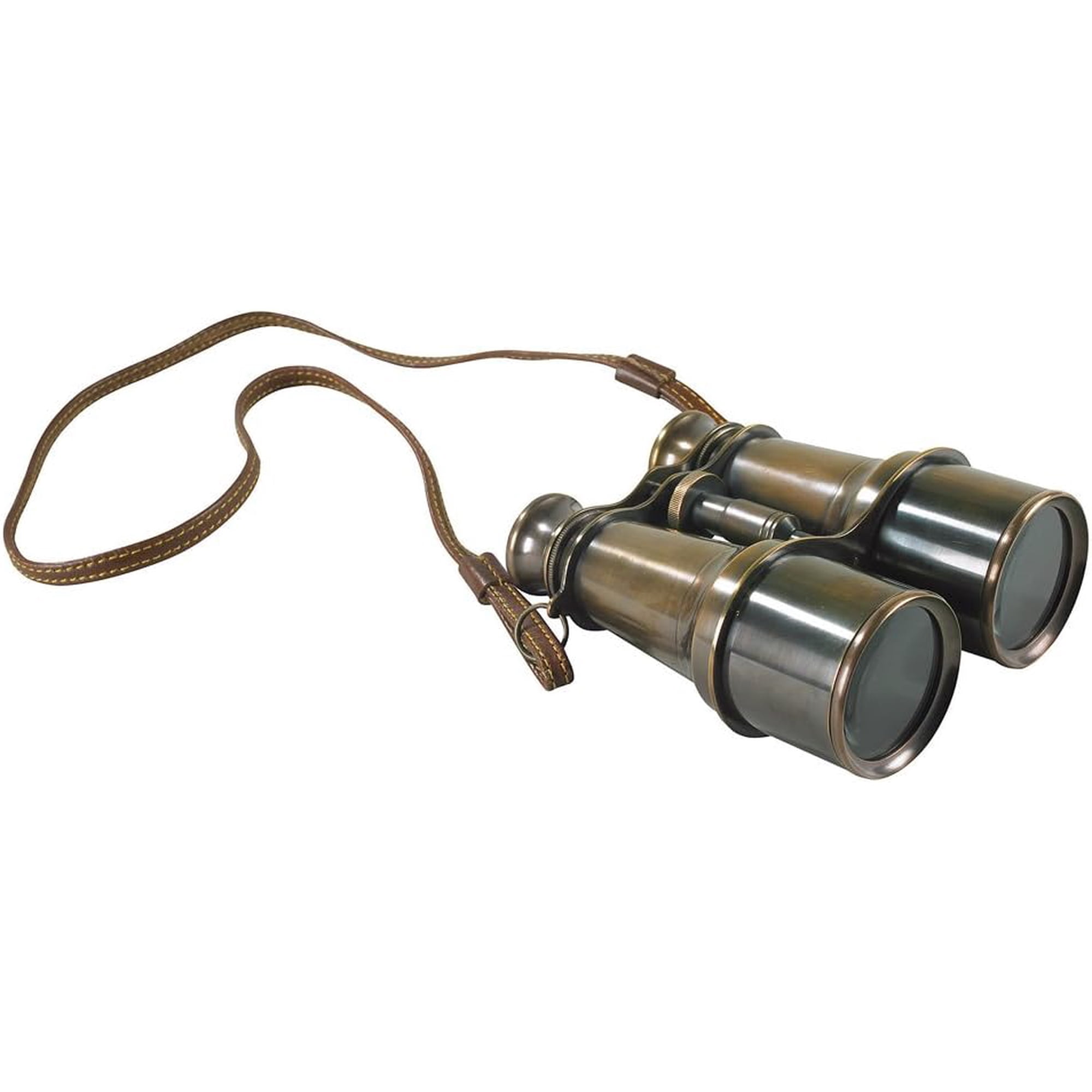 Antique Finish Brass Nautical Binocular Black Leather Case Strap Metal Grip Back School Christmas Graduation Easter New Year