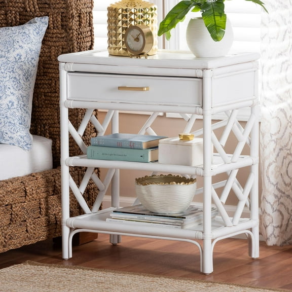 bali & pari Daina Coastal Nightstand, 1-Drawer, 22"W, White