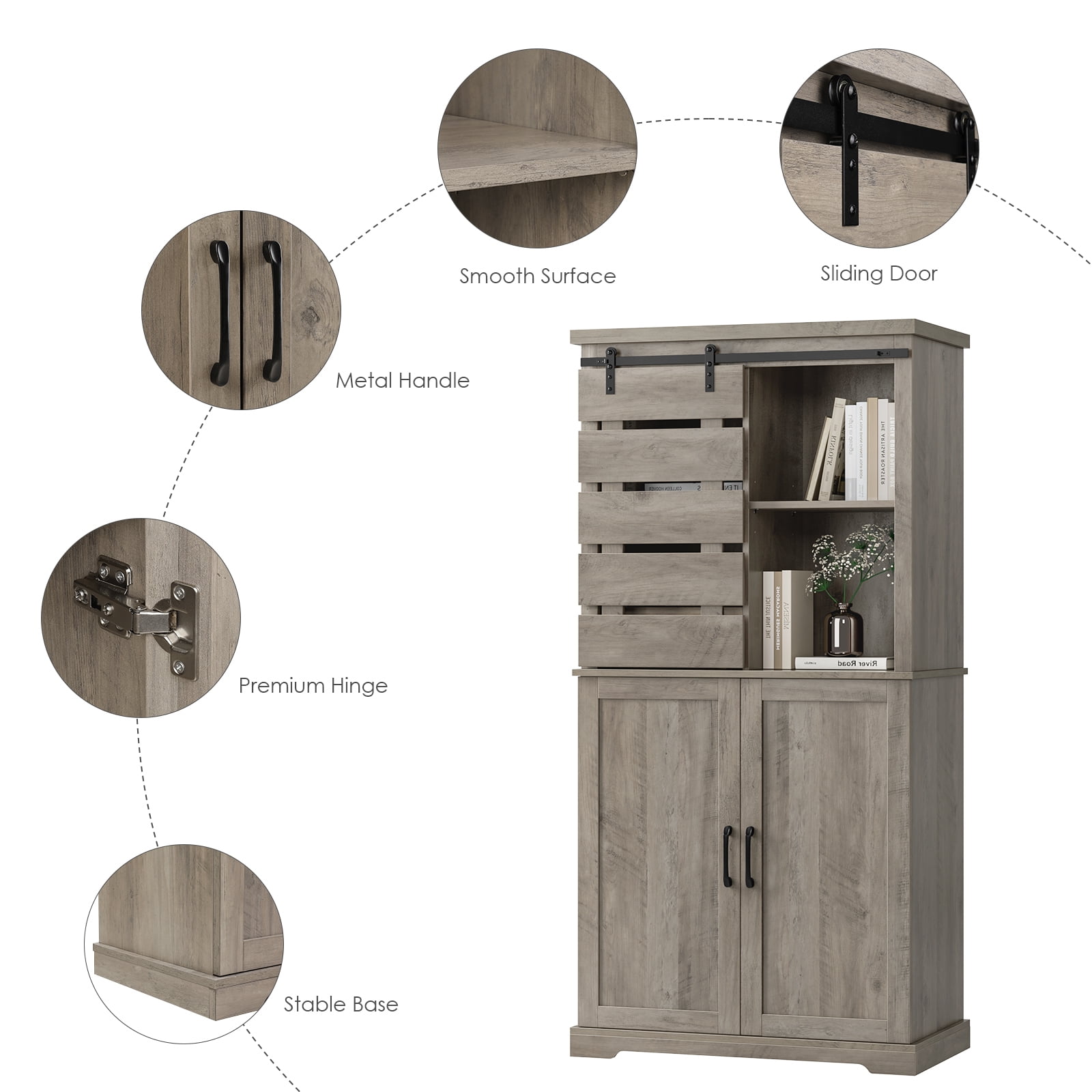 Farmhouse Kitchen Pantry Storage Cabinet with Drawer and Adjustable Sh —  Farmhouse Kitchen and Bath