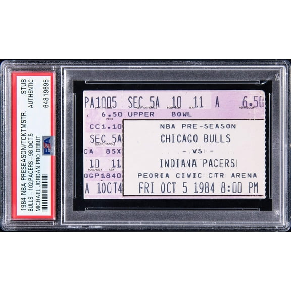 Michael Jordan NBA Debut First Game Original Ticket PSA Oct. 5, 1984