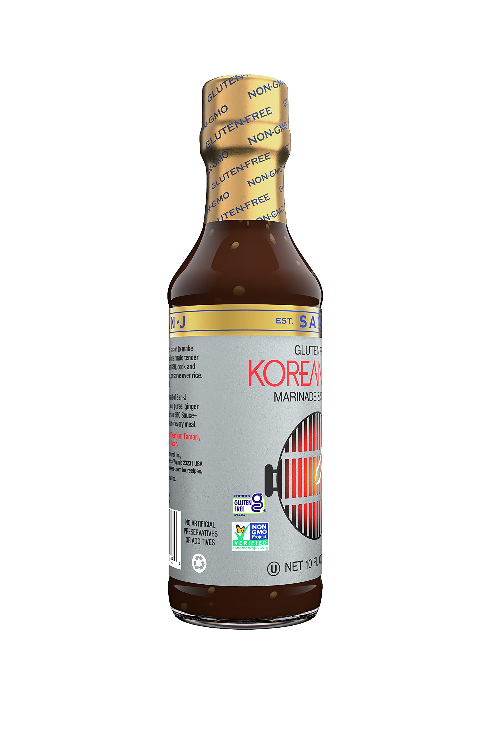 San-J Gluten Free Korean BBQ Cooking Sauce - Marinade & Stir Fry Sauce, Bulgogi Sauce, Korean BBQ Marinade, Korean Barbecue Sauce, Non-GMO, Kosher - 10 Fl Oz, 6-Pack