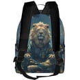 thumbnail image 3 of Lsque Starry Sky Meditating Lion Pattern Backpack – School Travel Canvas Daypack with Ergonomic Padded Straps, Multiple Compartments & Leather Handle, 3 of 5