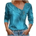 thumbnail image 2 of Juslio Womens Blouses Long Sleeve Button V Neck Casual Blouses Blue M, 2 of 5