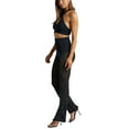 thumbnail image 3 of SAYOO Women Flare Pants, High Waist See-through Slim Fit Solid Long Trousers for Club Party, 3 of 7