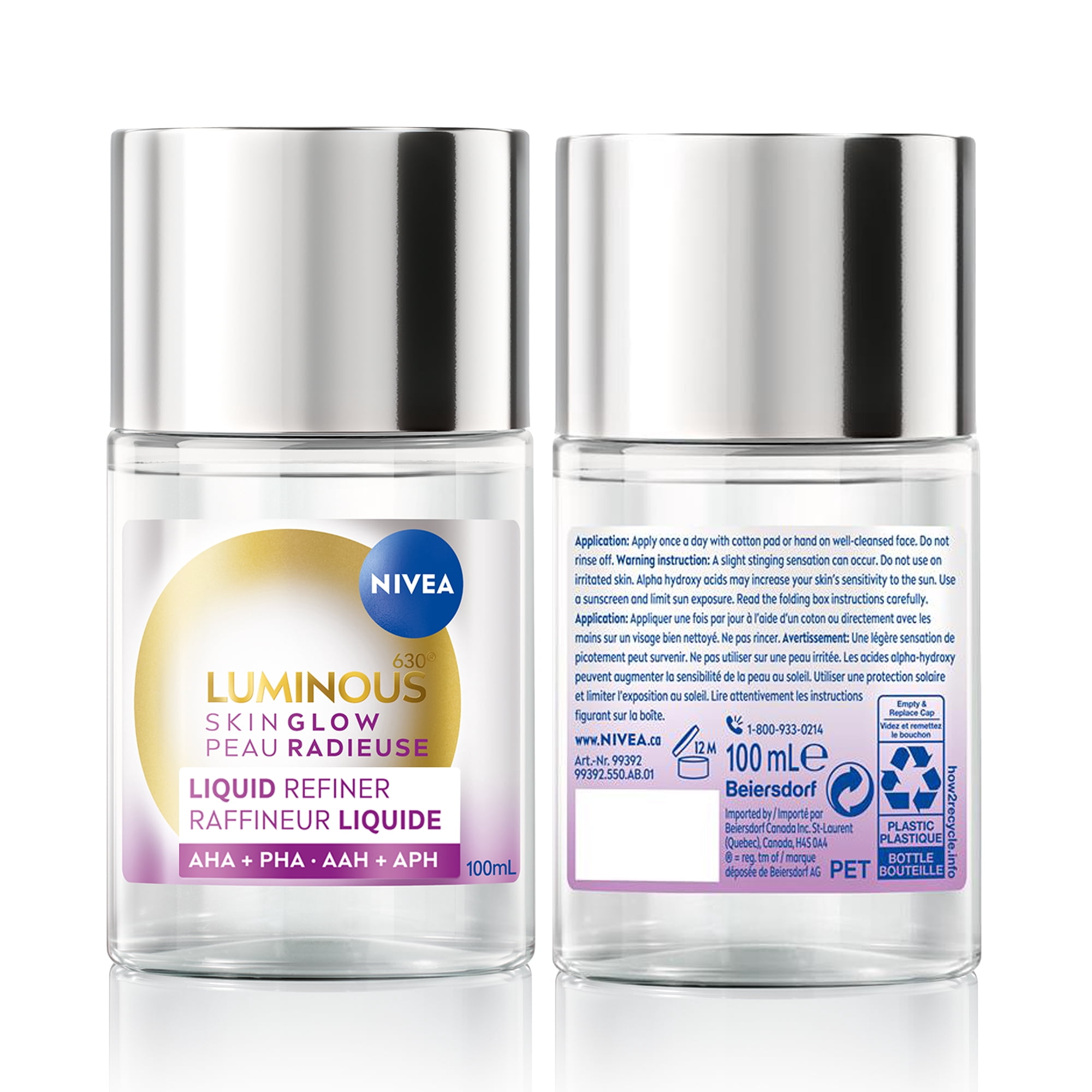 NIVEA LUMINOUS630 Raffineur Liquide Peau Radieuse, Exfoliant Liquide Quotidien, 100 mL