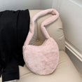 thumbnail image 1 of Bolso de hombro mullido de invierno para mujer, bolso de mano de felpa, bolso de mano con forma de corazón (rosa), 1 of 8