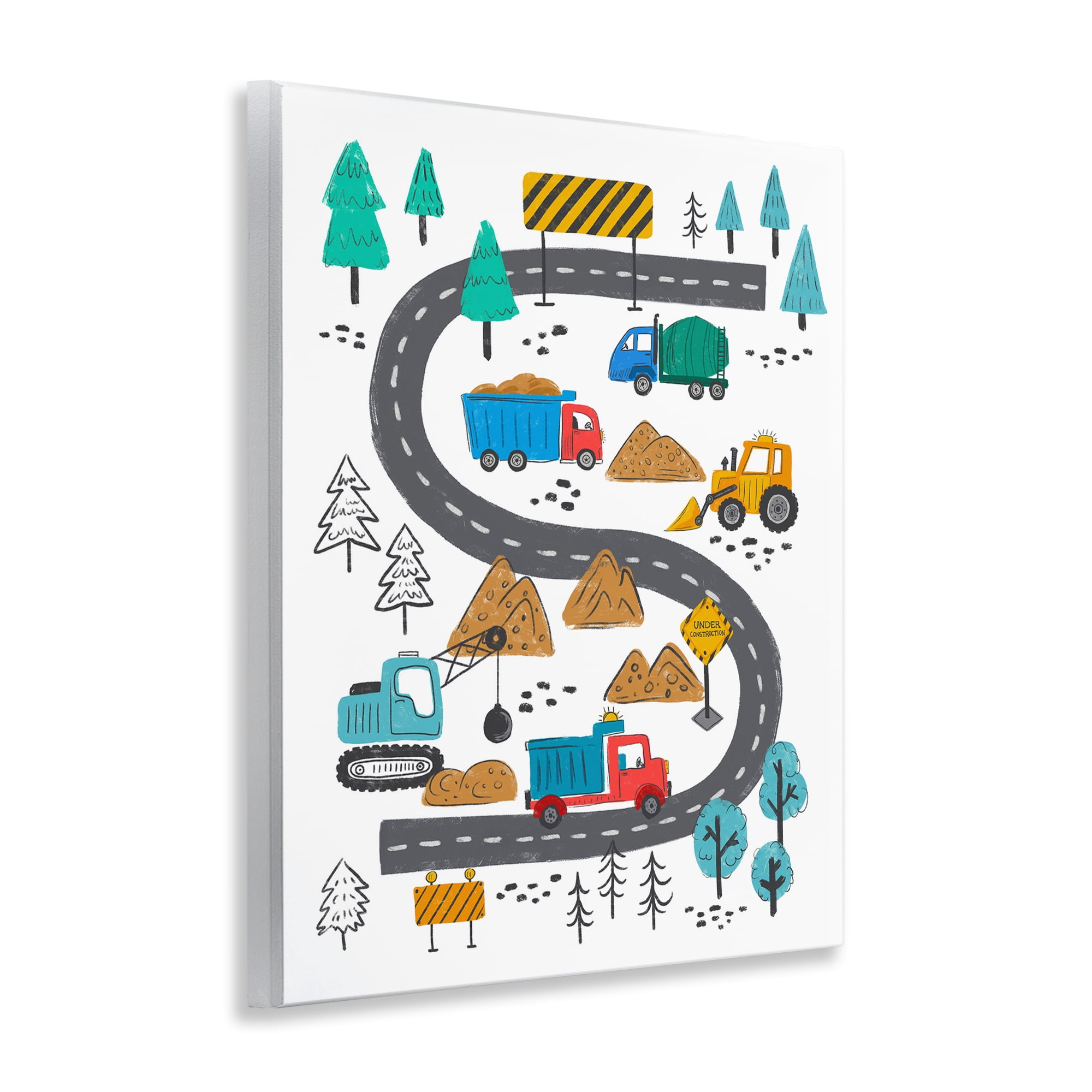 Stupell Industries Construction Vehicles Road Transportation Painting Unframed Art Print Wall Art, 11 x 14