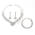 thumbnail image 6 of Silver Rhinestone Bridal Wedding Jewelry Set Crystal Necklace Earrings Sets Formal Costume Jewelry for Women and Brides, 6 of 9