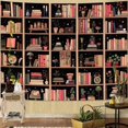thumbnail image 2 of Modern Bookshelf Tapestry Black Pink Orange Stylish Minimalist Book Shelf Tapestries Wall Hanging Art Dark Academics Library Book Tapestry for Bedroom Living Room Dorm 90 x 60 inch, 2 of 6