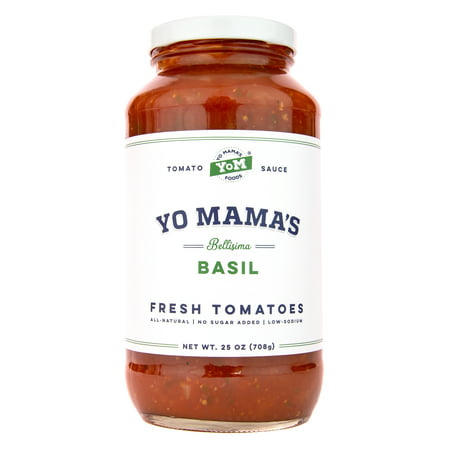 Yo Mama's Gourmet Natural Tomato Basil Pasta Sauce - No Sugar Added, Low-Sodium, Gluten-Free, Keto & Paleo Friendly, Crafted With Fresh Non-GMO