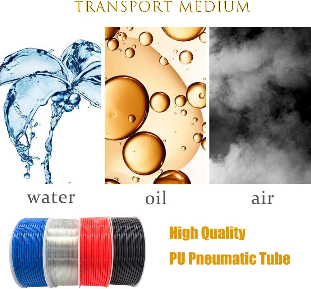 MKEUDQ-Pneumatic Tubing 6mm x 4mm PU Polyurethane Tube Air Hose Line for Air Compressor Fitting or Fluid Transfer (Clear 32.8ft/10Meters)