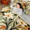 thumbnail image 4 of Homewish Retro Baroque Floral 7pcs Queen Bedding,Vintage Oil Painting Bedding Comforter Set Queen,Green Cream,Light Gray Reversible, 4 of 8