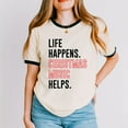 thumbnail image 4 of Christmas Music Helps - Women's Ringer Graphic T-Shirt, 4 of 4