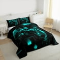 thumbnail image 3 of Black and Teal Comforter Set Twin,Modern Geometric Gaming Bedding Set,Gradient Neon Cubes Gamer Quilt Plaid Grid Duvet Insert Geometry Brick Wall Video Game Room Decor, 3 of 7
