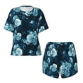thumbnail image 4 of Kdxio Ink Rose Print Pajamas Sets for Women Short-Sleeved Pjs with Lounge Shorts Two Piece Sleepwear S-4XL, 4 of 9