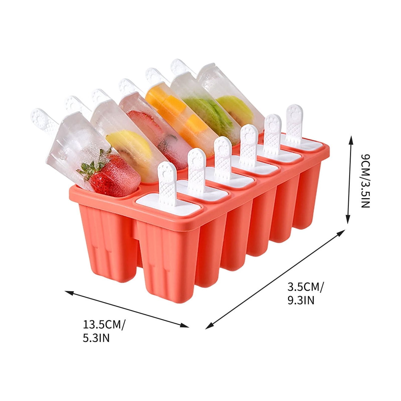12 Cavity Silicone Popsicle Molds Set with Reusable Sticks Easy Release Food Grade Ice Cream Bar Maker for Homemade Frozen Treats Juice Fruit Dessert Freezer Summer Kitchen Homemade Dessert Mold Set