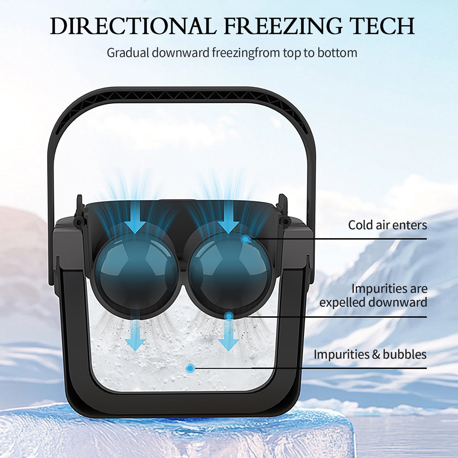Ocalpur Clear Ice Ball Maker Mold, 4×2.4" Round Ice Balls, Silicone Tray with Lid, Easy Release for Whiskey, Black