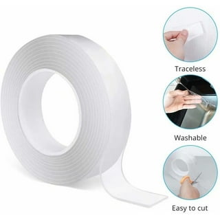 Double Sided Tape Heavy Duty, Double Stick Mounting Adhesive Tape (2 Rolls,  Total 32.8FT), Clear Two Sided Wall Tape Strips, Remov 