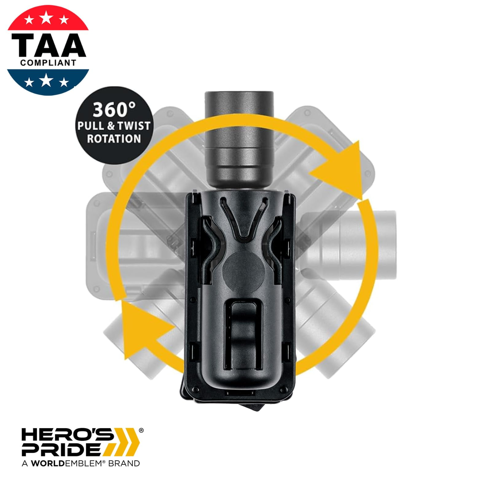 Hero’s Pride Edge Polymer Flashlight Pouch – Universal Fit, Belt & MOLLE Compatible, Rotating Clip