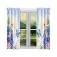 thumbnail image 2 of MYPOP Blue Hydrangeas And Butterfly Window Curtain Home Decor Kitchen Curtain 26x39 inches (Two Pieces), 2 of 3
