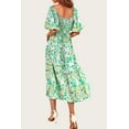 thumbnail image 7 of FreshPretty Women Summer Dresses Casual Flowy Beach Square Neck Puff Short Sleeve Smocked Back Boho Floral Long Maxi Dress, 7 of 7