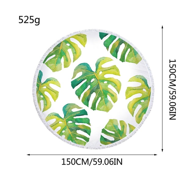 Xihbxyly Toalla de Playa Tropical, Diseño Redondo Extragrande, Microfibra Supersuave, Secado Rápido para Aventuras Al Aire Libre, Camping, Yoga y Piscina, 150 X 150 Cm, Detalle de Borlas.