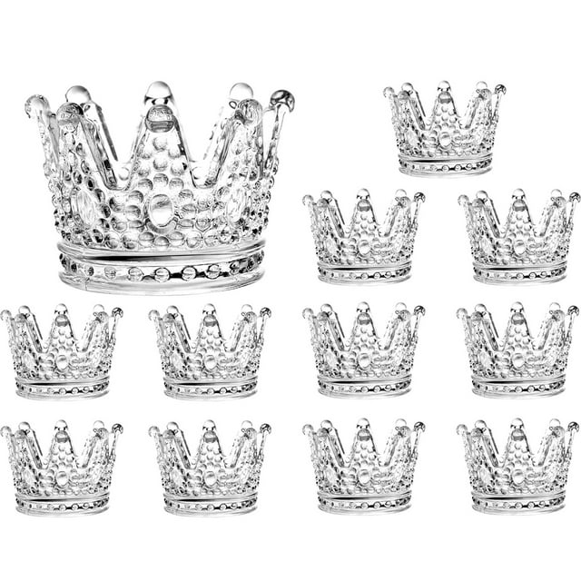 12 Pcs Clear Crown Glass Tealight Candle Holders, Votive Candle Holders Bulk,Candlestick for