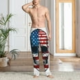 thumbnail image 2 of Sikiie American Flag Skull Pajama Pants Men, PJ Bottoms, Sleep & Lounge Pants-Medium, 2 of 6