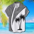 thumbnail image 3 of Camisas Para Hombre Slim Fit Camisa de vacaciones al libre de manga corta para playa con estampado completo de solapa informal con un solo pecho de primavera para hombre (Grey, 3XL), 3 of 4