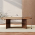 thumbnail image 4 of Gelloan 47" Modern Coffee Table,Oval Coffee Table,Double-layer Coffee Table with Sturdy Pedestal for Apartment,Living Room,Bedroom,Walnut, 4 of 7