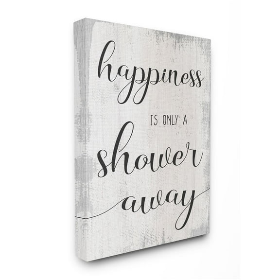 Stupell Industries Happiness is a Shower Away Rustic Bathroom Sign Designed by Daphne Polselli