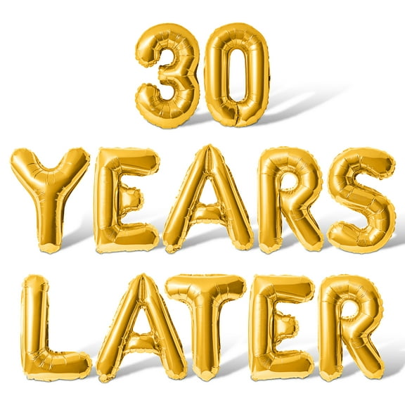Letter Balloons - 30 YEARS LATER 16" Inch Alphabet Letters Foil Mylar Balloon 30th Anniversary Party Banner (Gold)