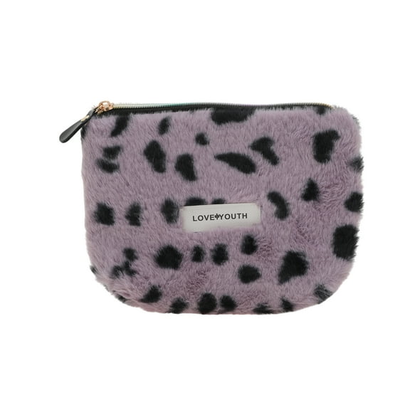 Unique Bargains 1 Pc Small Heart Drawstring Makeup Bag for Vacation Business Travel Plush Purple