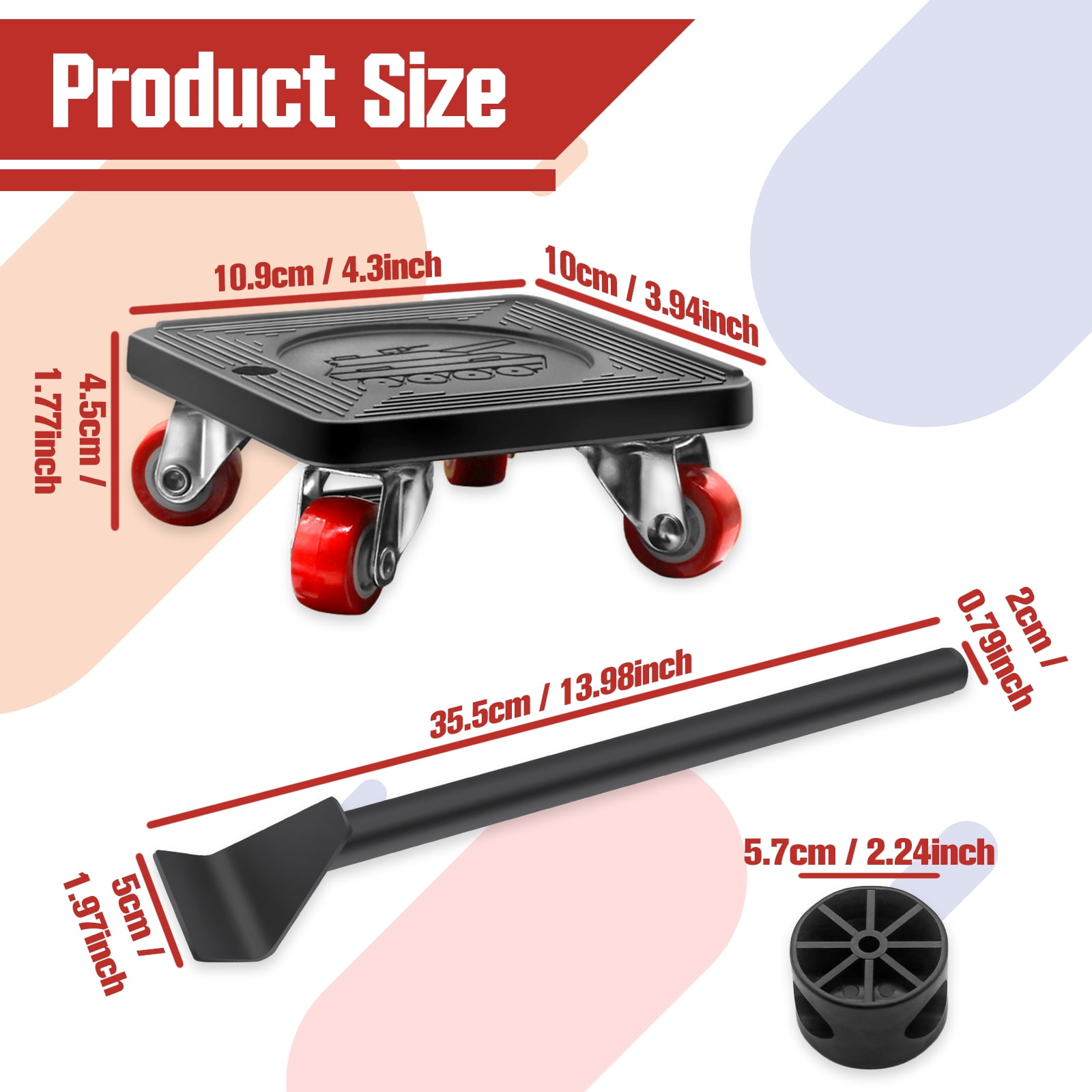 Meafeng Furniture Movers Dolly Furniture Lifter Tool Moving Dolly with 4 Wheels 360° Rotation, 660lbs Capacity, Black