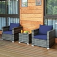 thumbnail image 6 of Patiojoy 3-Piece Patio Wicker Conversation Set Bistro Rattan Sofa Chair with Washable Cushion Mix Gray & Navy, 6 of 10