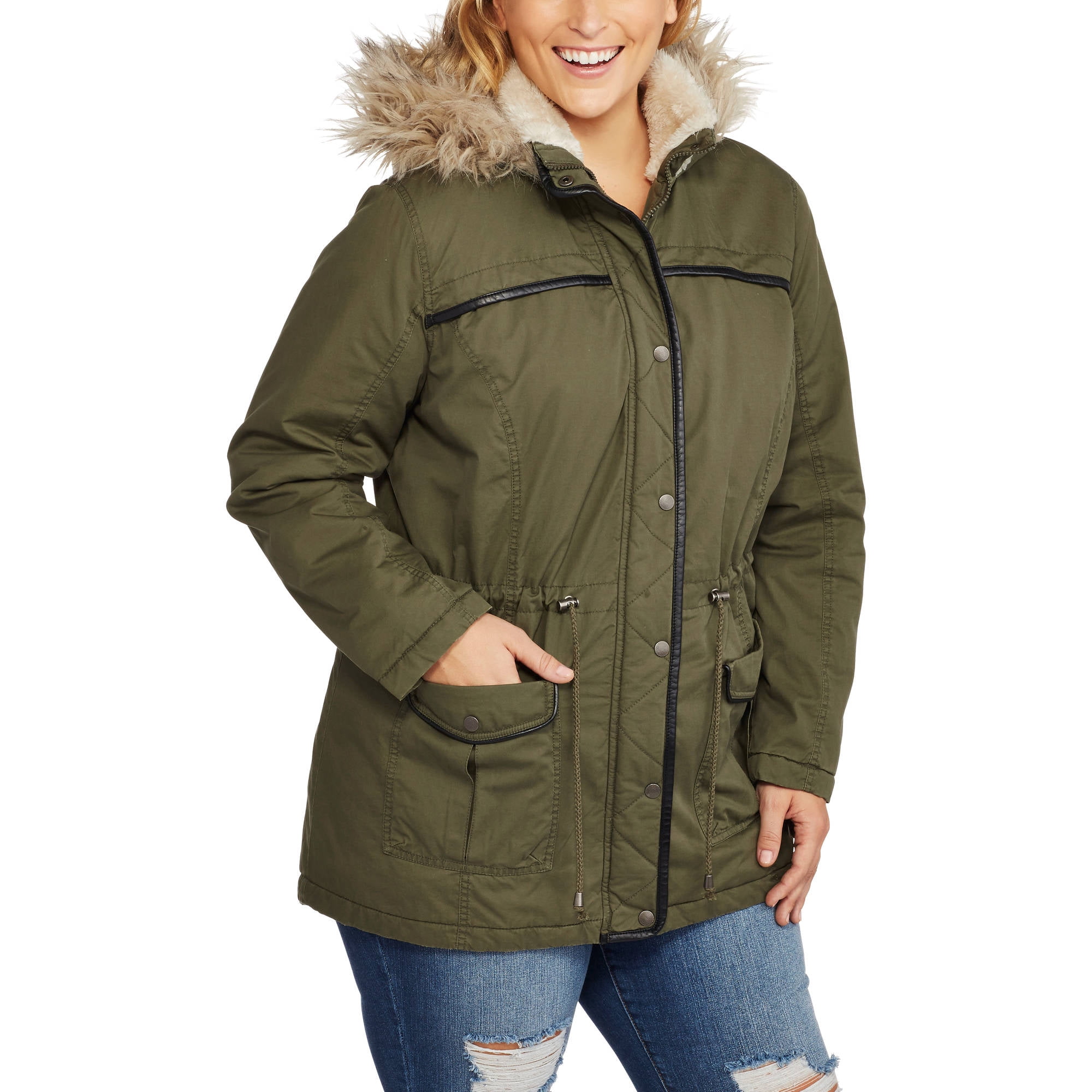 Maxwell Studio Women's PlusSize Quilted Parka with FurTrim Hood