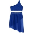 thumbnail image 7 of iiniim Girls Lyrical Dance Shiny Rhinestones Crop Top with Skirted Leotard 2-Piece Ballet Dance Outfits Blue 8, 7 of 7