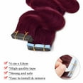 thumbnail image 4 of Benehair 100% Real Remy Human Hair Extensions Tape In Seamless Skin Weft Full Head Body Wave Women Thick 20 pcs 40pcs Wine Red, 4 of 10