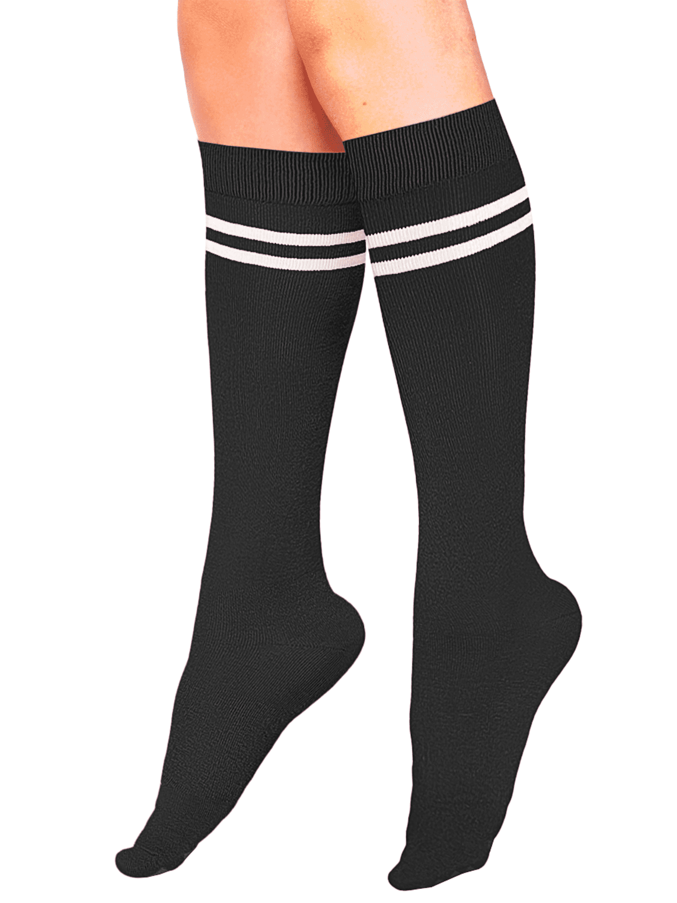 Standard Knee High Socks with White Stripes Sports Costume Party