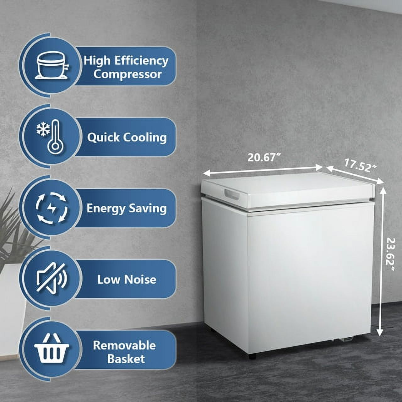 Electactic 2.7 Cu.ft Freezer Freestanding, Top Open Door Compact Freezer , Adjustable Temperature, Suitable for Home/Kitchen/Office/Restaurant (White)