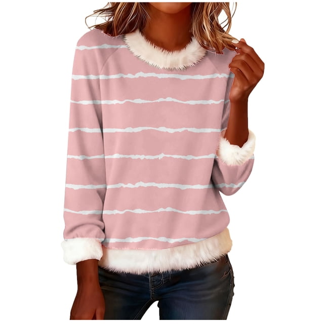 RXMEKW Blouse Chandail pour Femmes à Manches Longues et Col Rond, Haut Décontracté Ample Imprimé pour le Quotidien et le Travail