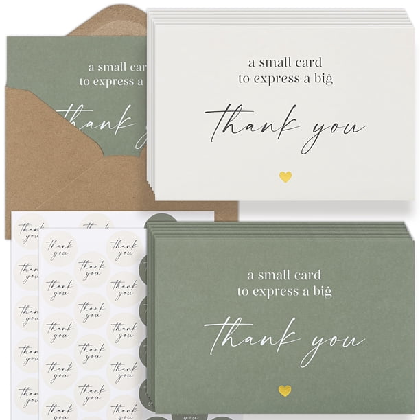 Set de 30 tarjetas de agradecimiento ZICOTO con sobres y stickers