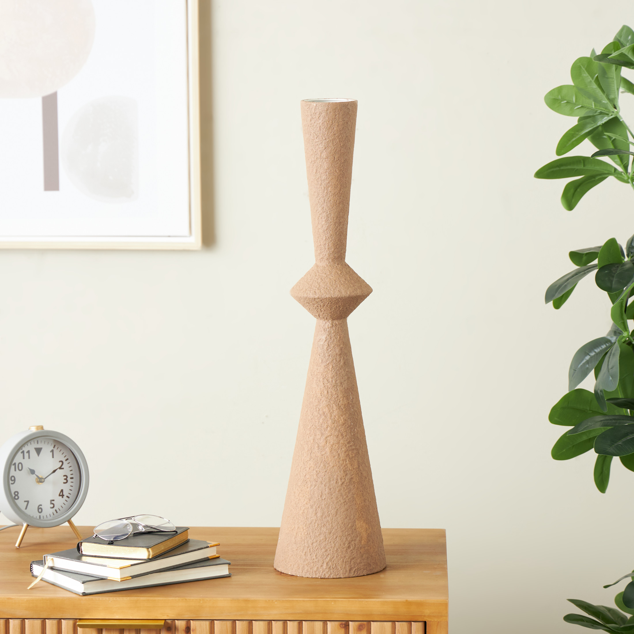 DecMode 27" Art Deco Fluted Brown Metal Vase