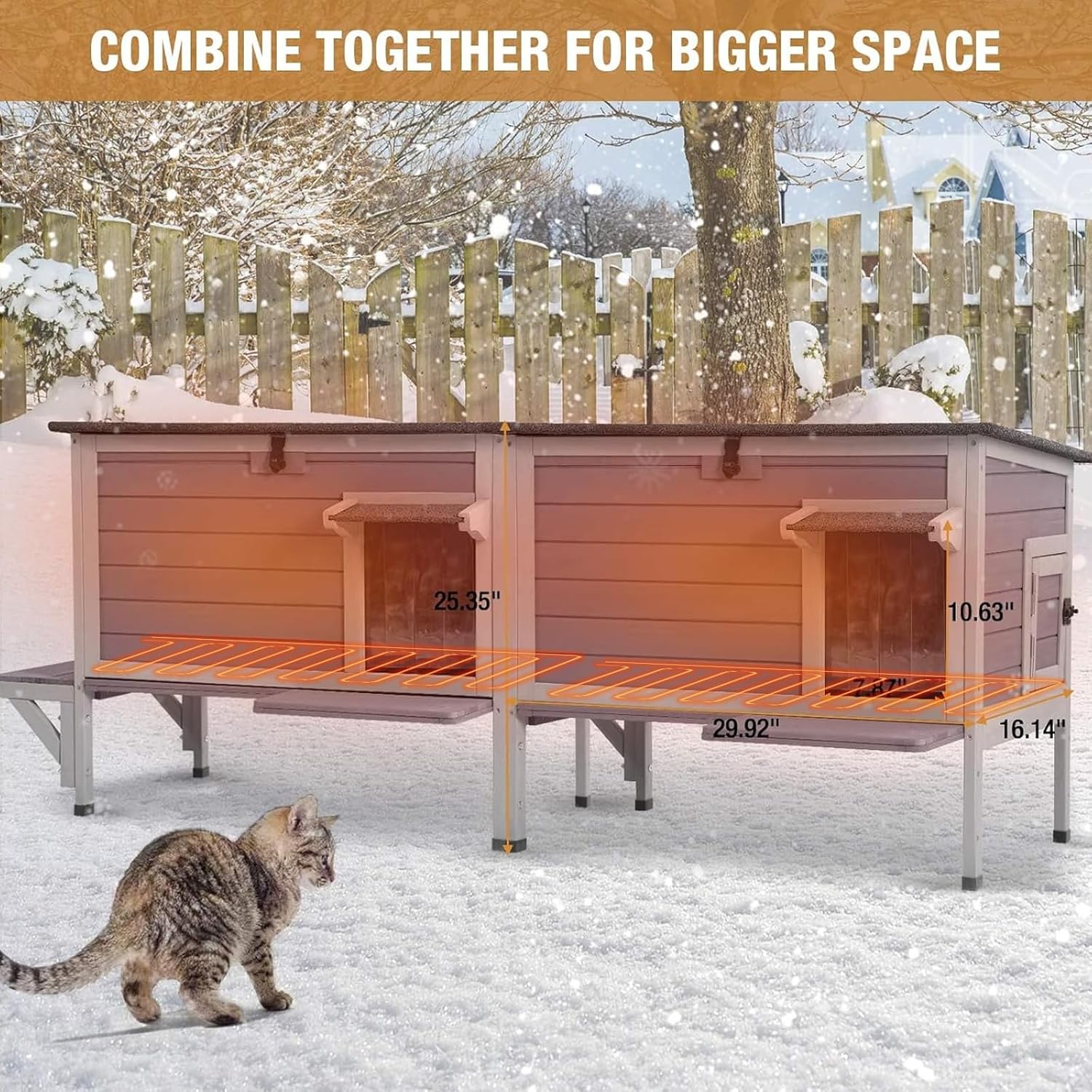 Aivituvin Insulated Outdoor Cat House Heavy-Duty 3 Layer Weatherproof Wooden Shelter with Thermal Liner Openable Roof & Escape Doors for 1-3 Cats Gray